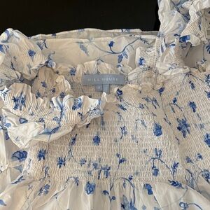 Hill House White and Blue Floral Dress